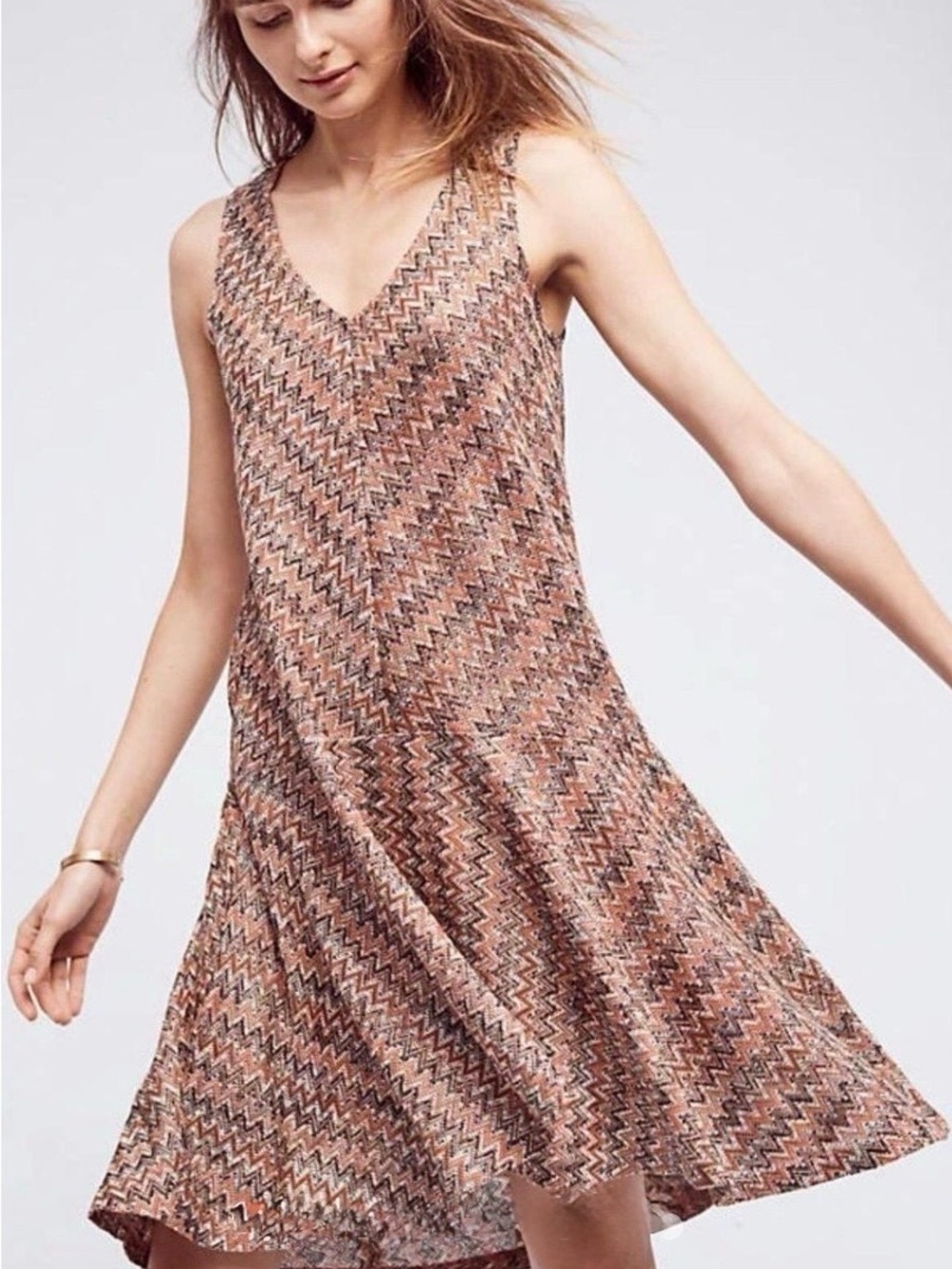 Anthropologie Multicolor Zigzag Knit Midi Dress